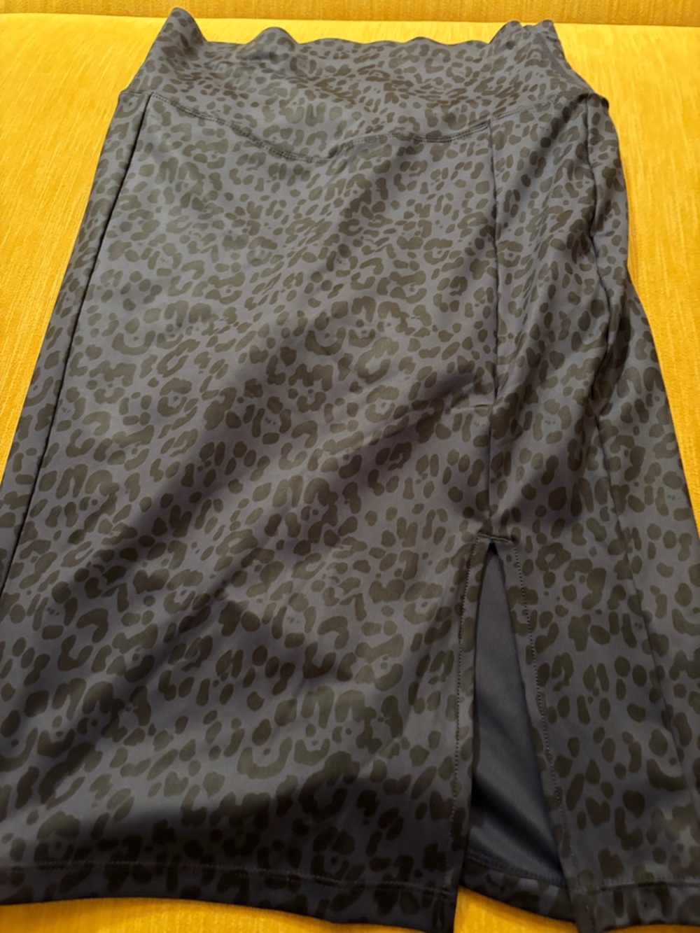 Blue Leopard Print split skirt